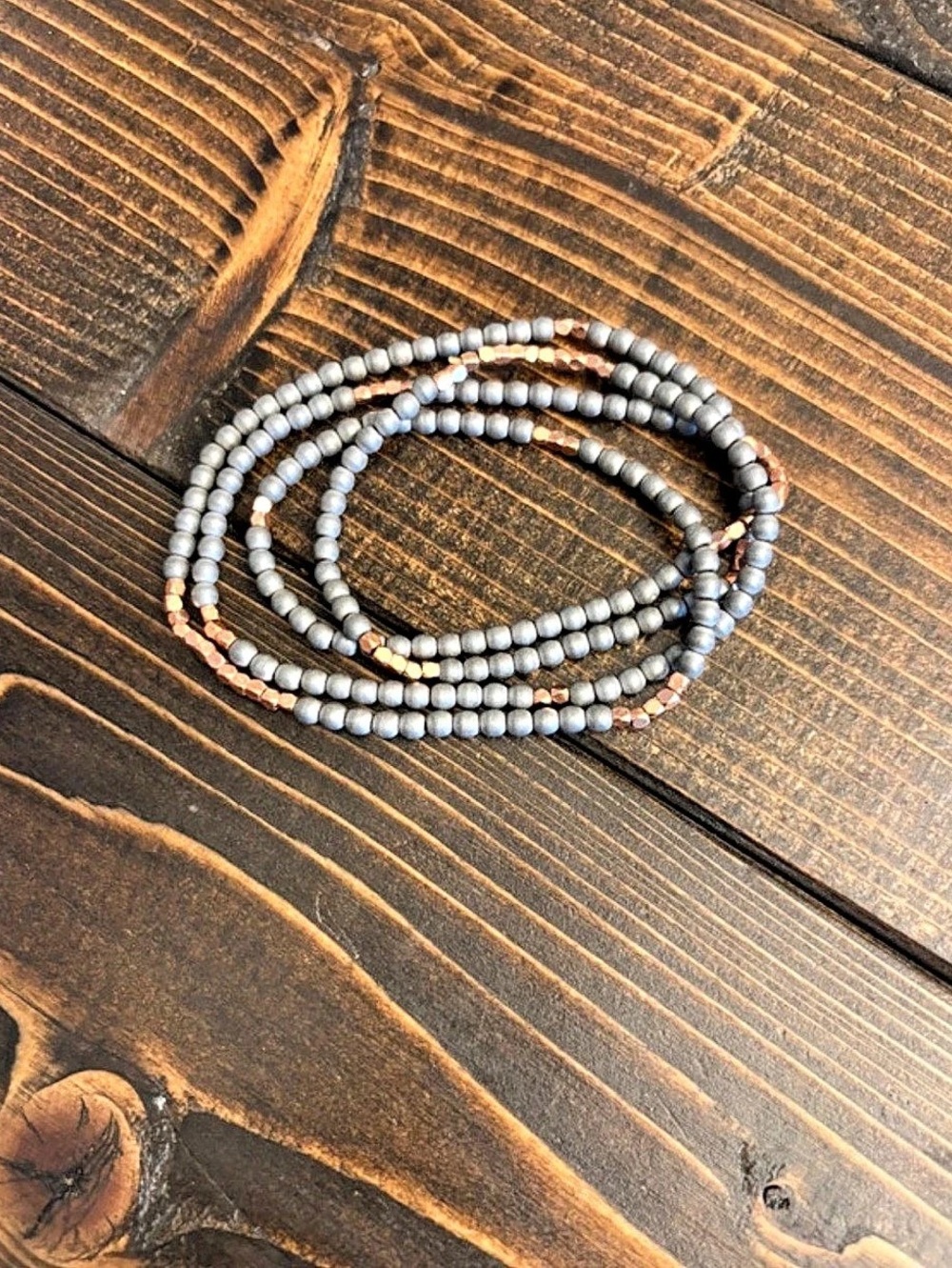 Beaded Bracelet/Necklace in Gray & Brown Like New